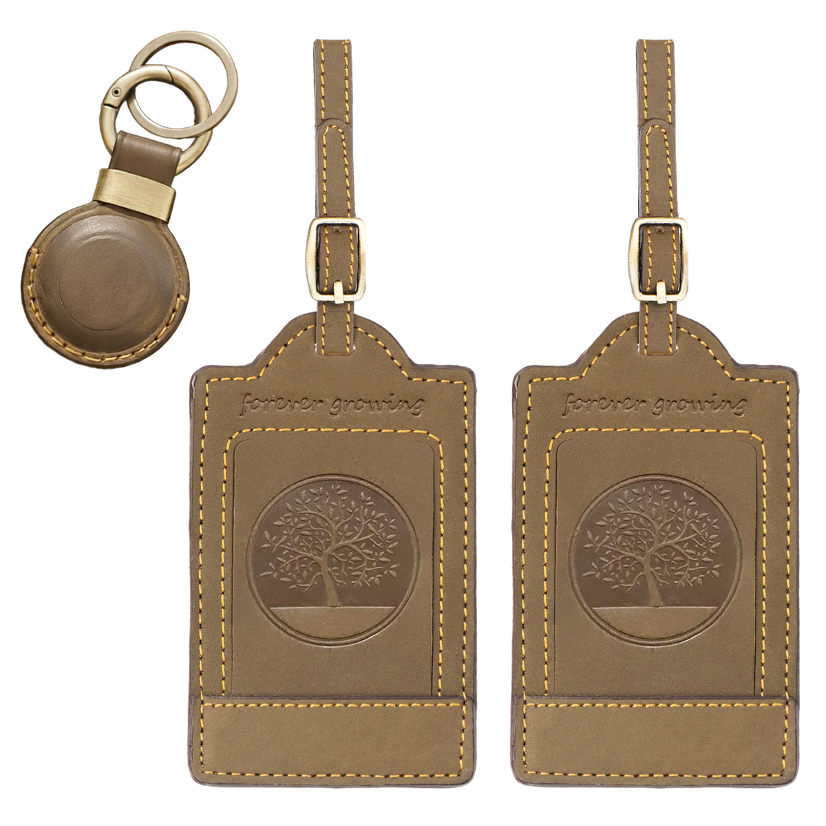 Sovereign-Gear Leather Luggage Tag Set - 2 Tree of Life Embossed Tags ...