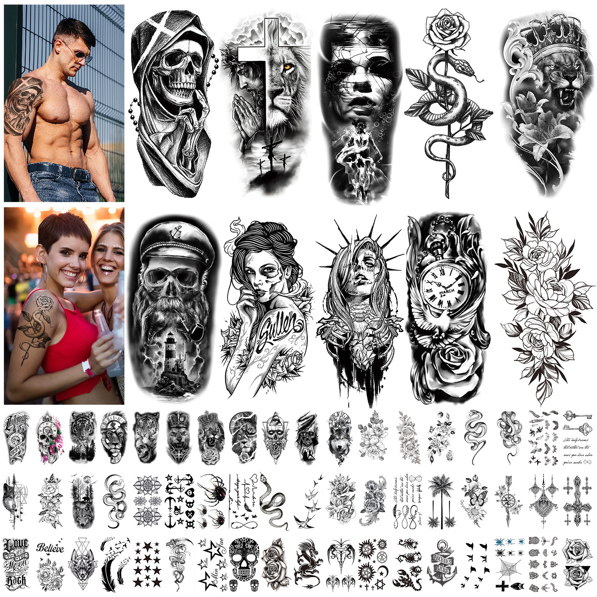 Black Tribal Modern Mix Hand Band Waterproof Temporary Tattoo For Boys  Girls : Amazon.in: Beauty