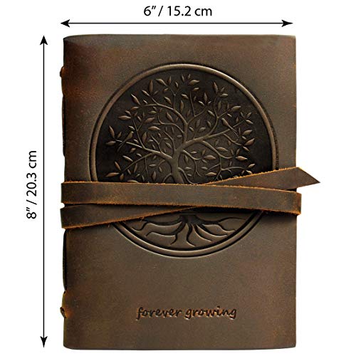 Embossed Leather Journal 8x6 (21x15) A5 Tree of Life Design - 17