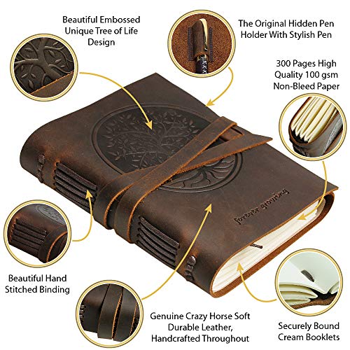 Embossed Leather Journal 8x6 (21x15) A5 Tree of Life Design - 15