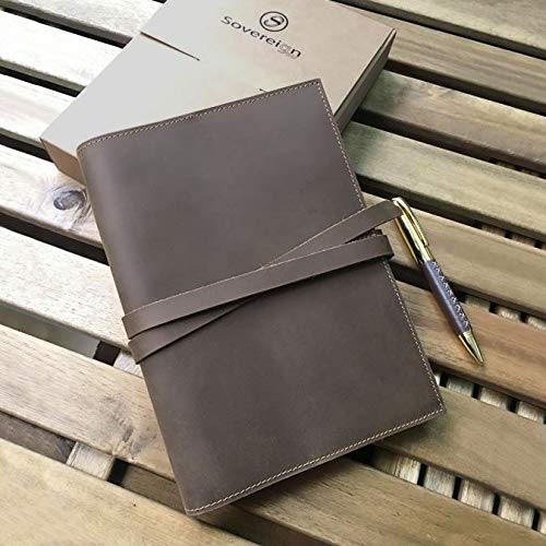 Refillable Leather Journal 9x7 (23x18) A5 Antique Brown  - 8