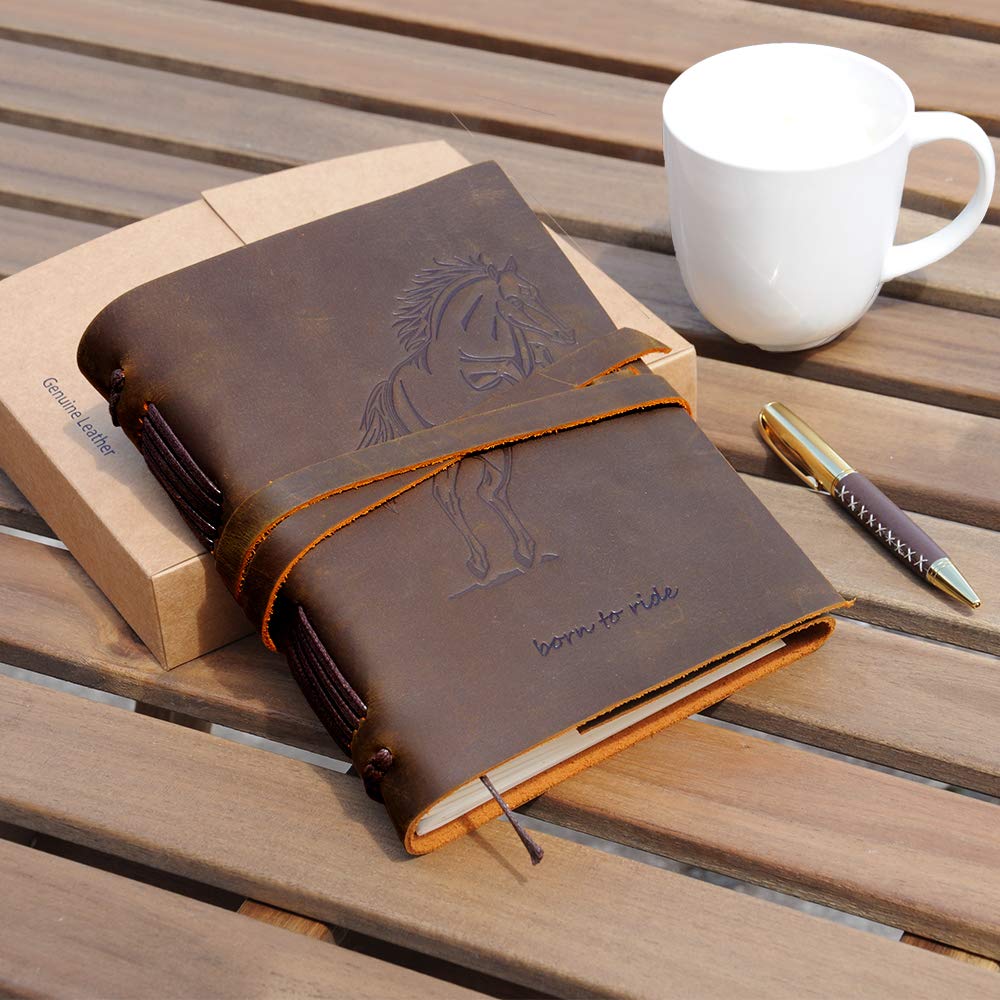 Embossed Leather Journal 8x6 (21x15) A5 Jumping Horse Design - 25