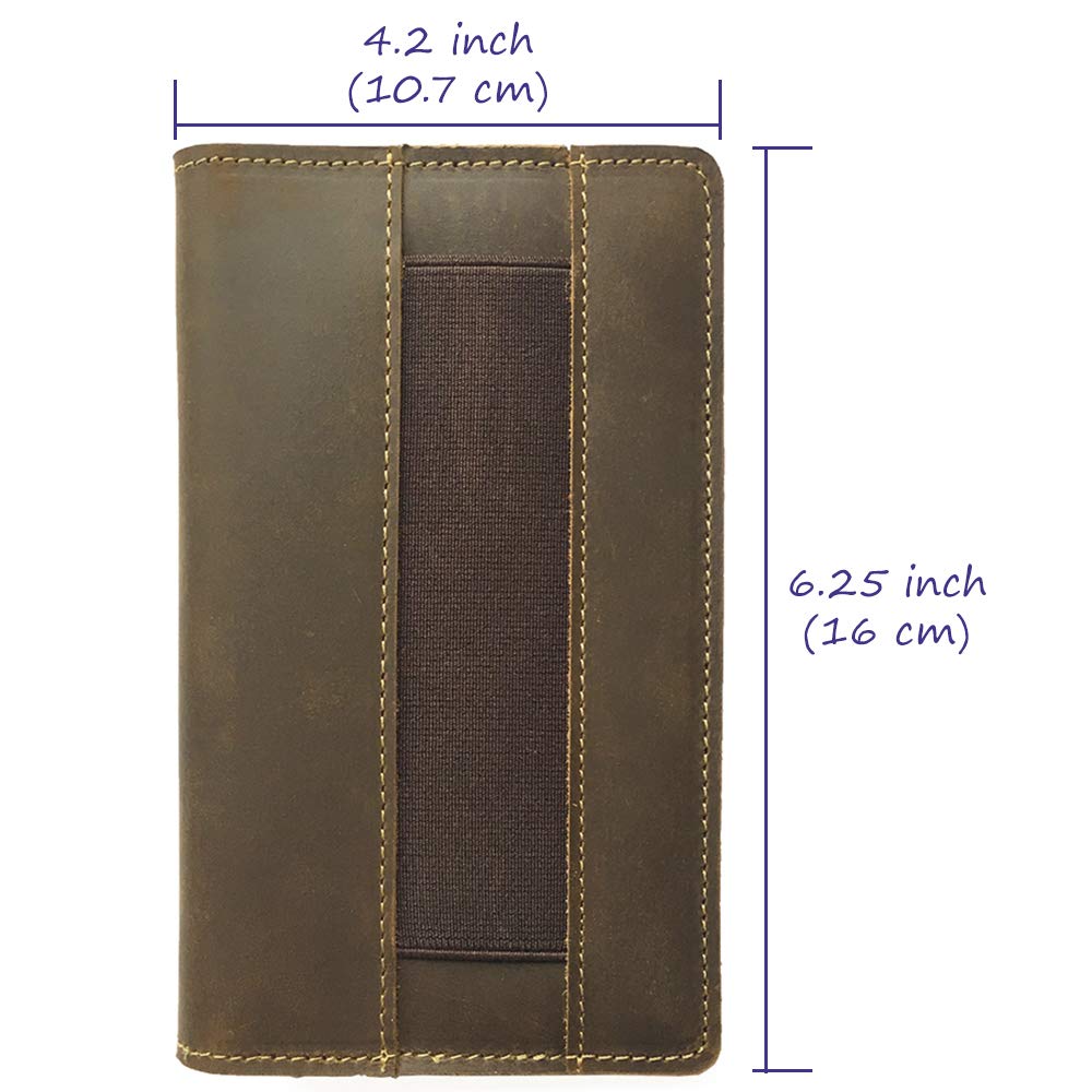 Leather Field Notes Cover 6.25x4.2 (16x11) For Moleskine Cahier Notebooks Antique Brown - 7