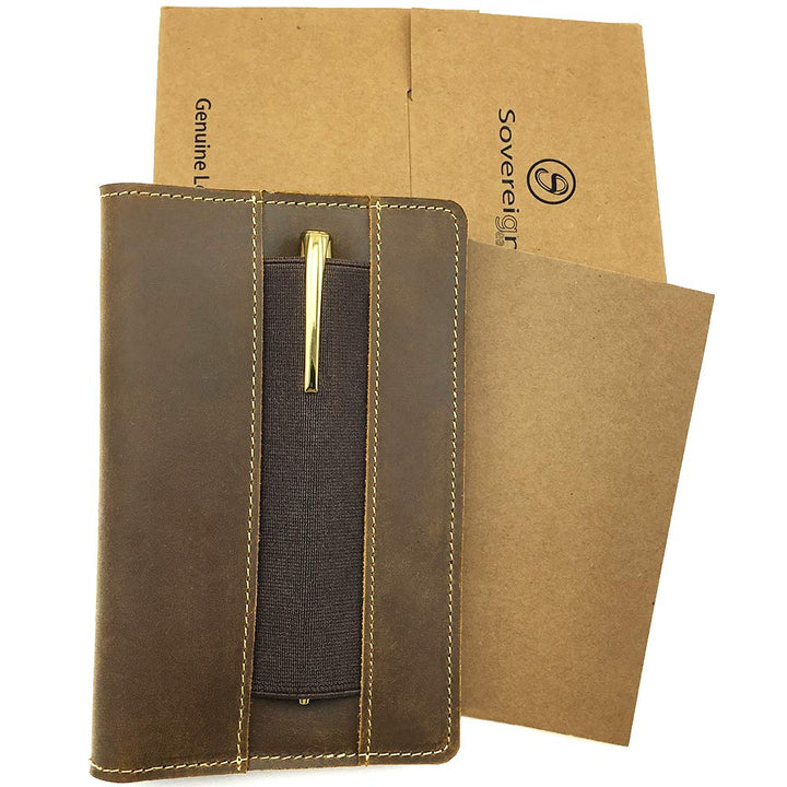 Leather Field Notes Cover 6.25x4.2 (16x11) For Moleskine Cahier Notebooks Antique Brown - 5