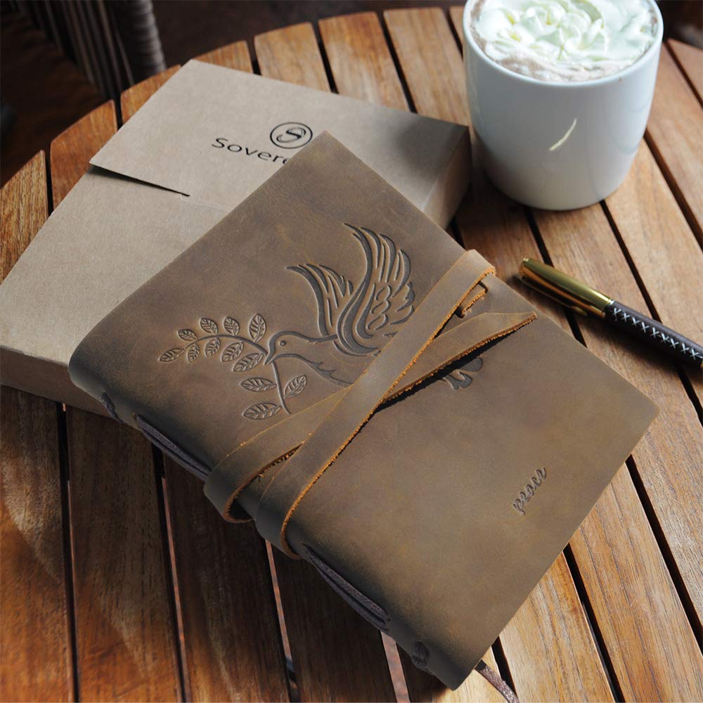 Embossed Leather Journal 8x6 (21x15) A5 Dove of Peace Design - 20