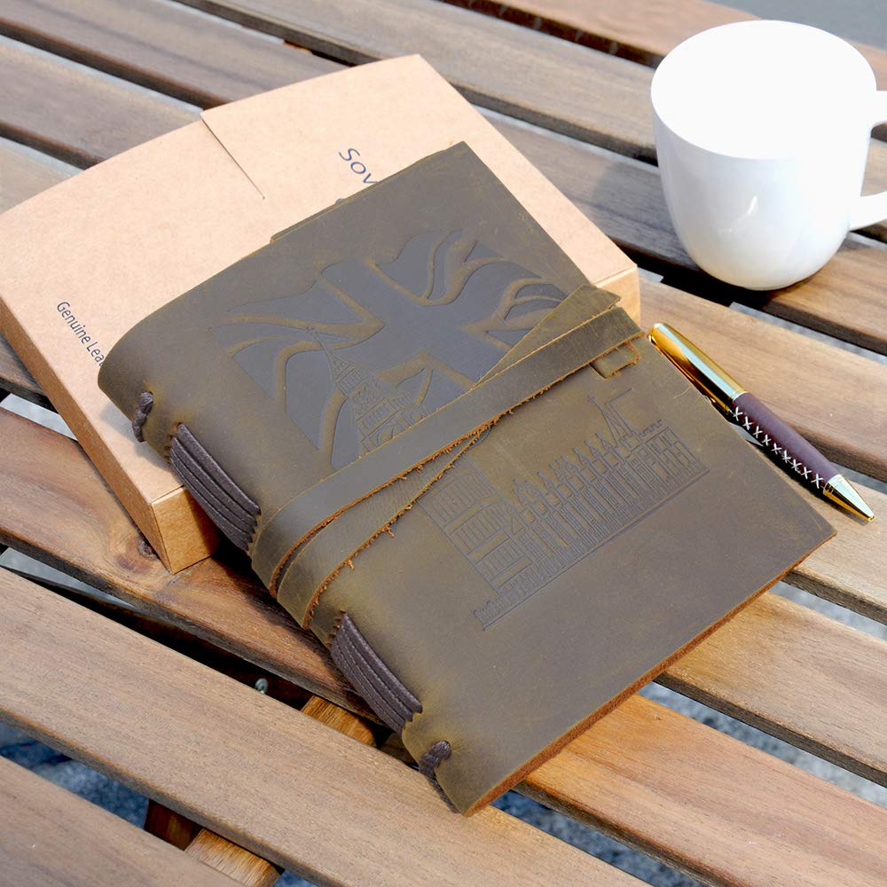 Embossed Leather Journal 8x6 (21x15) A5 UK Flag Design - 3