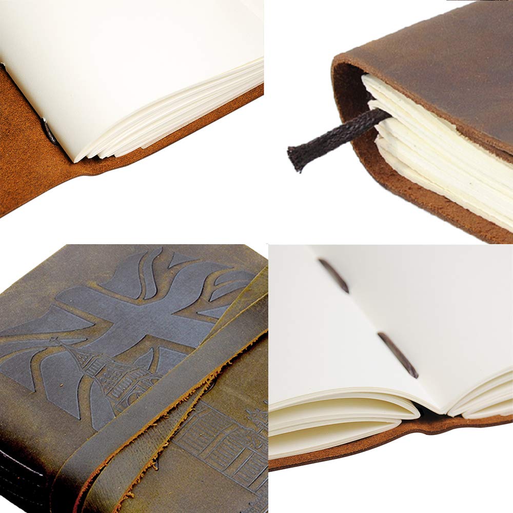 Embossed Leather Journal 8x6 (21x15) A5 UK Flag Design - 4