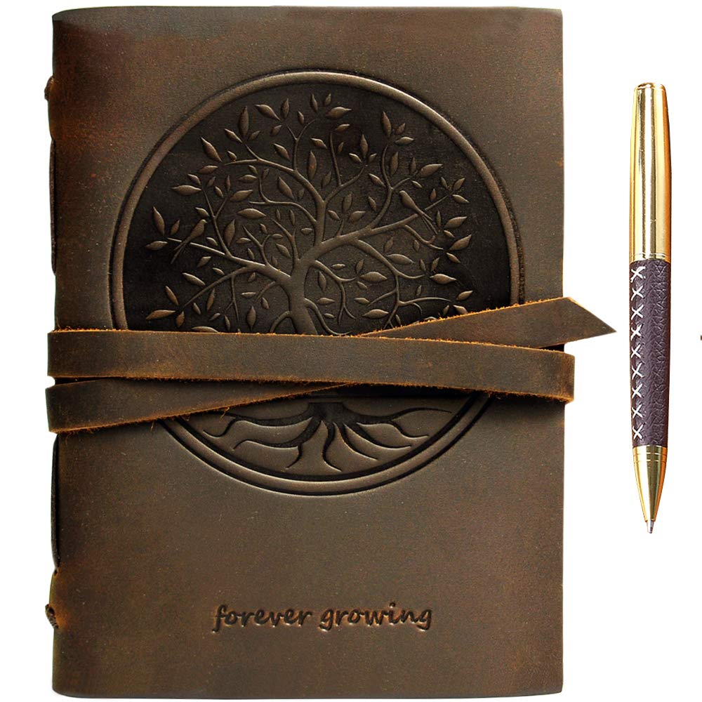 Embossed Leather Journal 8x6 (21x15) A5 Tree of Life Design - 10