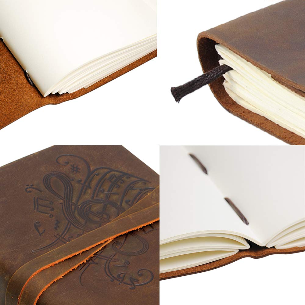 Embossed Leather Journal 8x6 (21x15) A5 Music Notes Design - 4