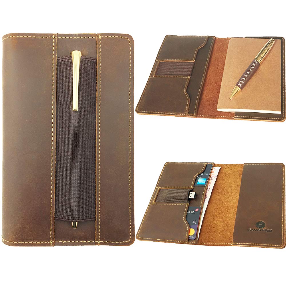 pen and gear notebooks Sovereign-Gear Leather Field Notes Cover - Pocket Notebook Cover with Pen and Insert