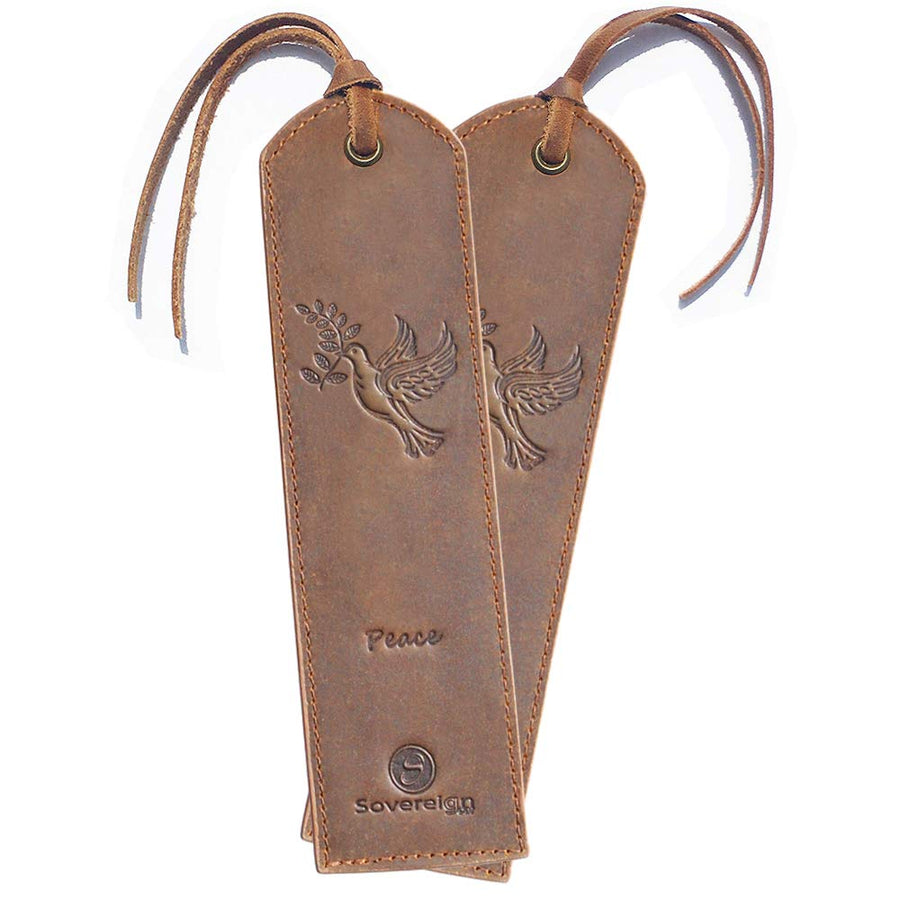 Leder Lesezeichen 7x2 (18x5) Friedens Taube Design - 1