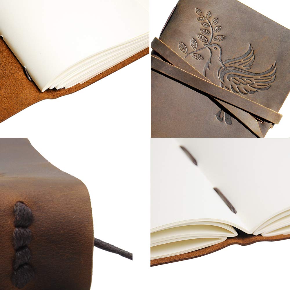 Embossed Leather Journal 8x6 (21x15) A5 Dove of Peace Design - 21