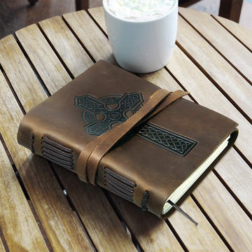 Leather-Bound Celtic Cross Journal