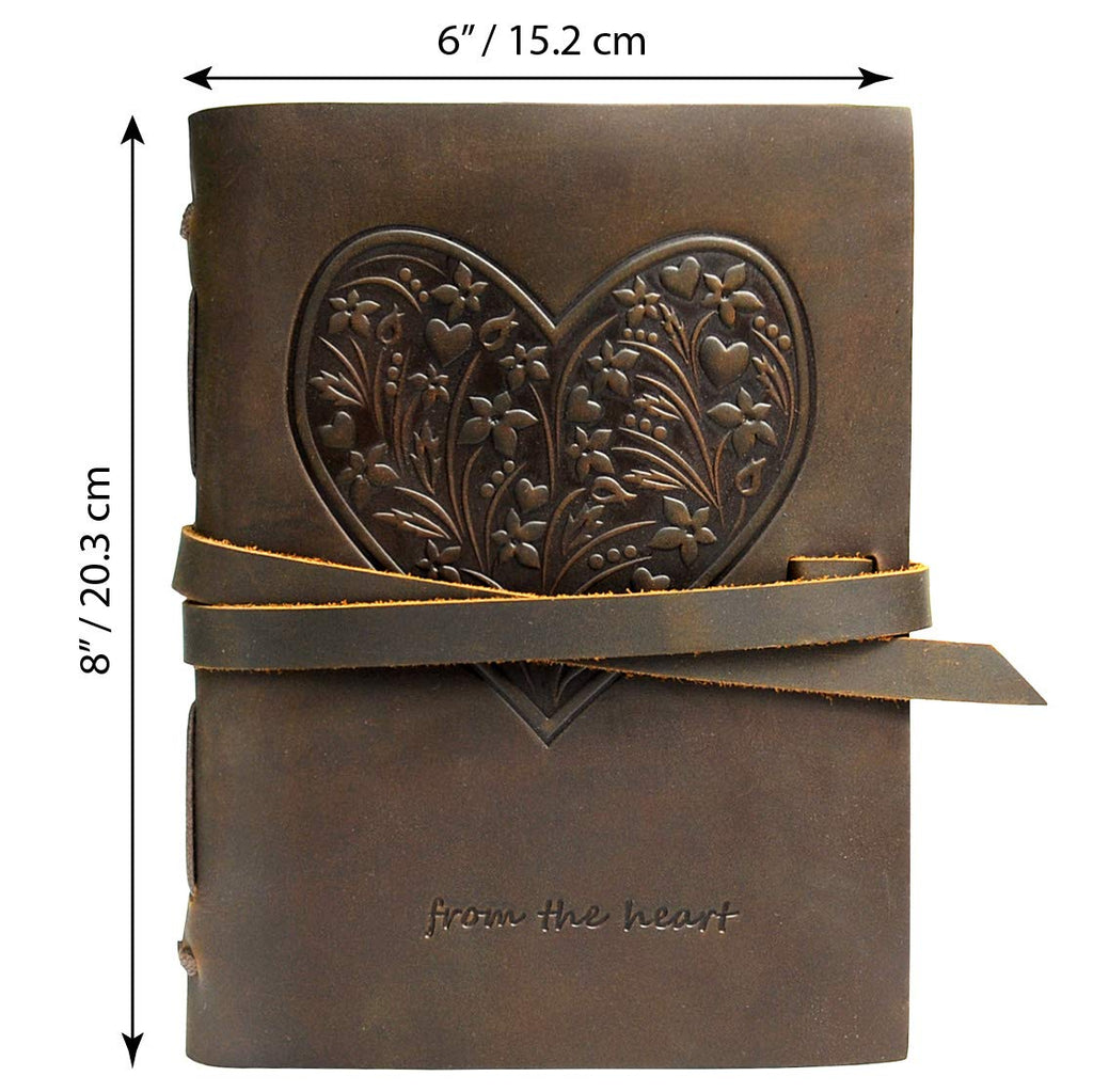 Embossed Leather Journal 8x6 (21x15) A5 Heart of Flowers Design - 12
