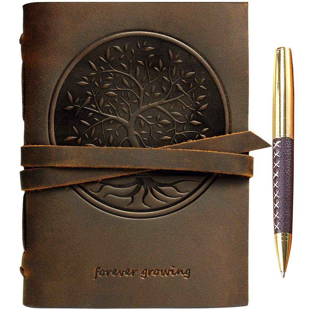 Embossed Leather Journal 8x6 (21x15) A5 Tree of Life Design - 1