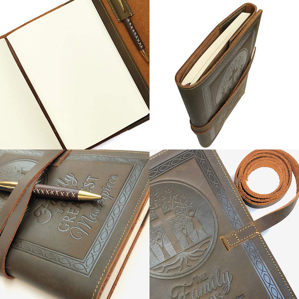 Refillable Leather Journal 9x7 (23x18) A5 Family Tree of Life Design - 5