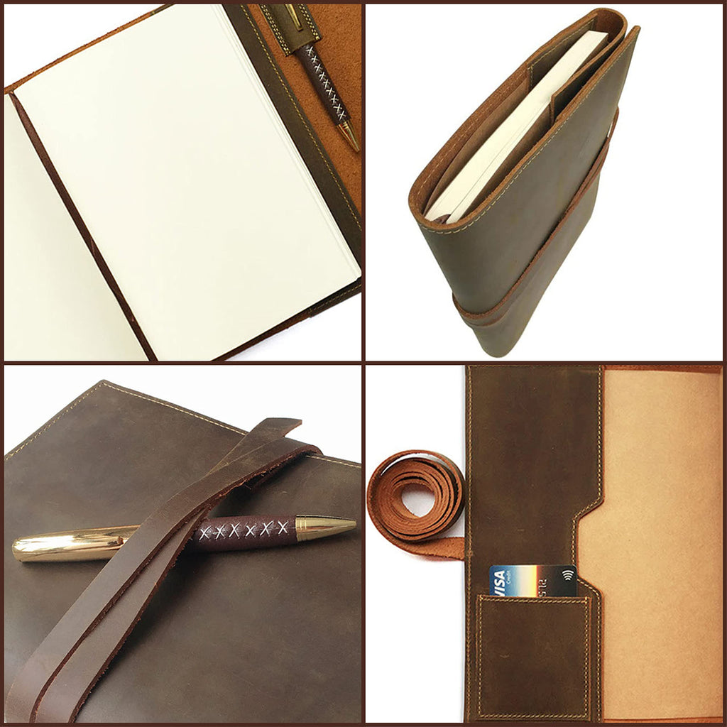 Nachfüllbares Tagebuch aus Leder 9x7 (17x23) Blanko Design - 5
