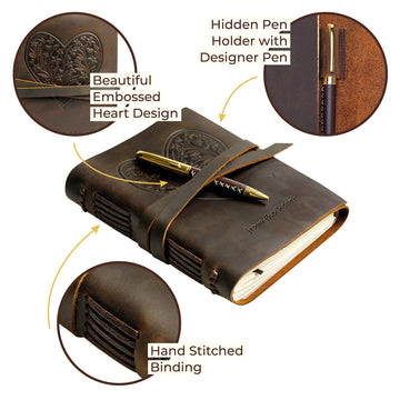 Handmade Heart Leather Journal - Sovereign-Gear